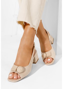 Beżowe sandały na słupku Gabriele ze sklepu Zapatos w kategorii Sandały damskie - zdjęcie 169255043