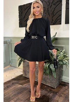 Czarna sukienka mini z ozdobnym paskiem w talii DA1693, Kolor czarny, Rozmiar L, AX Paris ze sklepu Primodo w kategorii Sukienki - zdjęcie 169257370