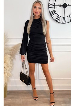 Czarna dopasowana sukienka mini z jednym rękawem DA1597, Kolor czarny, Rozmiar M, AX Paris ze sklepu Primodo w kategorii Sukienki - zdjęcie 169257444