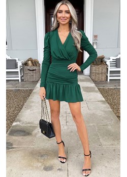 Zielona sukienka mini z kopertowym dekoltem DA1601, Kolor zielony, Rozmiar L, AX Paris ze sklepu Primodo w kategorii Sukienki - zdjęcie 169257472