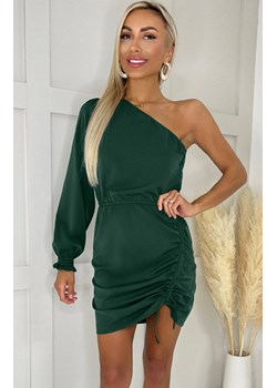 Zielona mini sukienka z jednym rękawem DA1669, Kolor zielony, Rozmiar L, AX Paris ze sklepu Primodo w kategorii Sukienki - zdjęcie 169257540