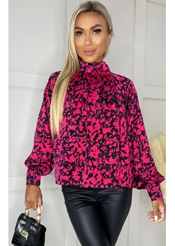 Elegancka bluzka z długimi i szerokimi rękawami TA529, Kolor różowo-czarny, Rozmiar L, AX Paris ze sklepu Primodo w kategorii Bluzki damskie - zdjęcie 169257583