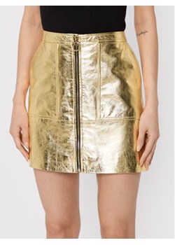 Pinko Spódnica skórzana Gerardina 1G183M A01O Złoty Regular Fit ze sklepu MODIVO w kategorii Spódnice - zdjęcie 169284384