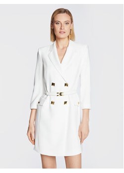 Elisabetta Franchi Sukienka koktajlowa AB-167-27E2-V550 Biały Regular Fit ze sklepu MODIVO w kategorii Sukienki - zdjęcie 169285280