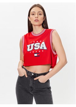 Tommy Jeans Bluzka USA Basketball DW0DW15304 Czerwony Cropped Fit ze sklepu MODIVO w kategorii Bluzki damskie - zdjęcie 169287710