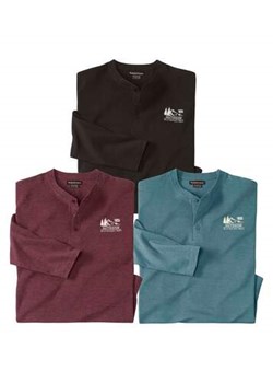 Zestaw 3 koszulek  z dekoltem z guzikami Wild Park ze sklepu Atlas For Men w kategorii T-shirty męskie - zdjęcie 169294353