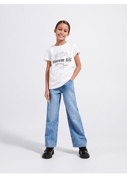 Reserved - Bawełniany t-shirt z aplikacją - złamana biel ze sklepu Reserved w kategorii Bluzki dziewczęce - zdjęcie 169294410