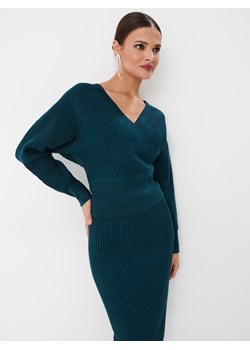 Mohito - Zielony sweter z kopertowym dekoltem - zielony ze sklepu Mohito w kategorii Swetry damskie - zdjęcie 169313053