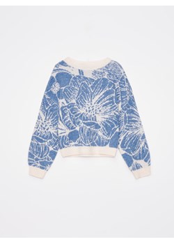 Mohito - Niebieski sweter z kwiatowym motywem - niebieski ze sklepu Mohito w kategorii Swetry damskie - zdjęcie 169313102