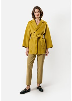 Krótki oliwkowy płaszcz double face 100% wełna ze sklepu Molton w kategorii Płaszcze damskie - zdjęcie 169315503