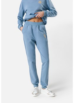 Niebieskie dresowe spodnie z aplikacją ze sklepu Molton w kategorii Spodnie damskie - zdjęcie 169315574
