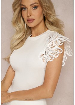 Biała Bluzka z Krótkimi Koronkowymi Rękawami Malline ze sklepu Renee odzież w kategorii Bluzki damskie - zdjęcie 169317941