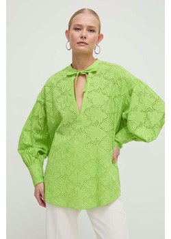 Silvian Heach bluzka bawełniana damska kolor zielony gładka ze sklepu ANSWEAR.com w kategorii Bluzki damskie - zdjęcie 169318894