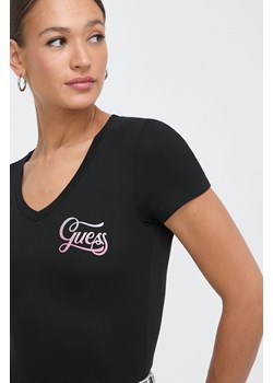 Guess t-shirt HADED GLITTERY damski kolor czarny W4RI55 J1314 ze sklepu ANSWEAR.com w kategorii Bluzki damskie - zdjęcie 169324994