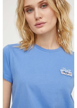 Levi&apos;s t-shirt bawełniany damski kolor niebieski ze sklepu ANSWEAR.com w kategorii Bluzki damskie - zdjęcie 169325944