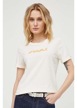 G-Star Raw t-shirt bawełniany damski kolor beżowy ze sklepu ANSWEAR.com w kategorii Bluzki damskie - zdjęcie 169325954