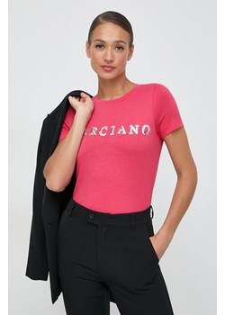 Marciano Guess t-shirt FLORENCE damski kolor różowy 4GGP02 6138A ze sklepu ANSWEAR.com w kategorii Bluzki damskie - zdjęcie 169326020