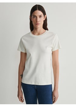 Reserved - Bawełniany t-shirt - złamana biel ze sklepu Reserved w kategorii Bluzki damskie - zdjęcie 169326491