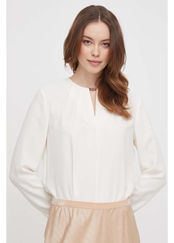 Calvin Klein bluzka damska kolor beżowy gładka ze sklepu ANSWEAR.com w kategorii Bluzki damskie - zdjęcie 169328714