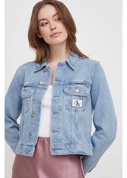 Calvin Klein Jeans kurtka jeansowa damska kolor niebieski przejściowa ze sklepu ANSWEAR.com w kategorii Kurtki damskie - zdjęcie 169328871