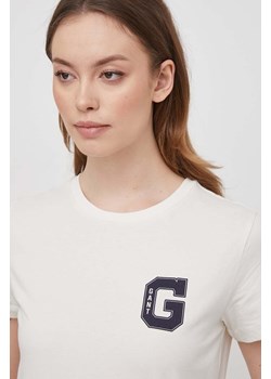 Gant t-shirt bawełniany damski kolor beżowy ze sklepu ANSWEAR.com w kategorii Bluzki damskie - zdjęcie 169329123