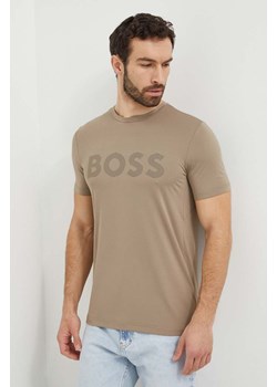 Boss Green t-shirt męski kolor beżowy z nadrukiem 50517911 ze sklepu ANSWEAR.com w kategorii T-shirty męskie - zdjęcie 169329191
