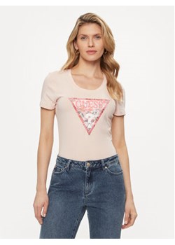 Guess T-Shirt W4GI21 J1314 Różowy Slim Fit ze sklepu MODIVO w kategorii Bluzki damskie - zdjęcie 169339974