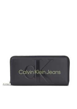 Calvin Klein Jeans Duży Portfel Damski Sculpted Mono Zip Around Mono K60K607634 Czarny ze sklepu MODIVO w kategorii Portfele damskie - zdjęcie 169340020
