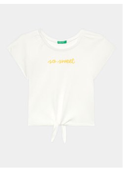 United Colors Of Benetton T-Shirt 3096G108Y Biały Regular Fit ze sklepu MODIVO w kategorii Bluzki dziewczęce - zdjęcie 169340840