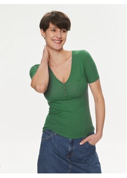 Lee T-Shirt Henley 112350211 Zielony Slim Fit ze sklepu MODIVO w kategorii Bluzki damskie - zdjęcie 169341034