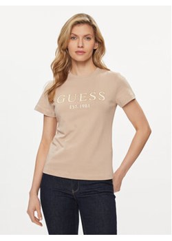 Guess T-Shirt Nyra V4GI01 I3Z14 Beżowy Regular Fit ze sklepu MODIVO w kategorii Bluzki damskie - zdjęcie 169341473