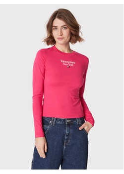 Tommy Jeans Bluzka Essential Logo DW0DW14900 Różowy Slim Fit ze sklepu MODIVO w kategorii Bluzki damskie - zdjęcie 169341832