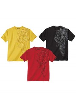 Zestaw 3 koszulek z maoryskim nadrukiem - id: 15323337 - marki Atlas For Men - 169342234 Zestaw 3 koszulek z maoryskim nadrukiem ze sklepu Atlas For Men w kategorii T-shirty męskie - zdjęcie 169342234