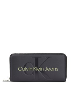 Duży Portfel Damski Calvin Klein Jeans Sculpted Mono Zip Around Mono K60K607634 Czarny ze sklepu eobuwie.pl w kategorii Portfele damskie - zdjęcie 169369001