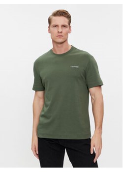 Calvin Klein T-Shirt Micro Logo Interlock K10K109894 Zielony Regular Fit ze sklepu MODIVO w kategorii T-shirty męskie - zdjęcie 169369211