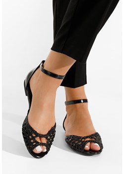Czarne sandały płaski Slore ze sklepu Zapatos w kategorii Sandały damskie - zdjęcie 169370252