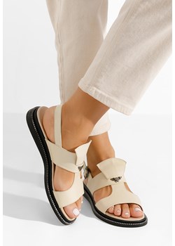 Beżowe sandały damskie skórzane Meriva V5 ze sklepu Zapatos w kategorii Sandały damskie - zdjęcie 169370253