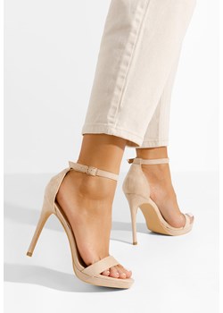Beżowe sandały na szpilce Marilia V2 ze sklepu Zapatos w kategorii Sandały damskie - zdjęcie 169370260