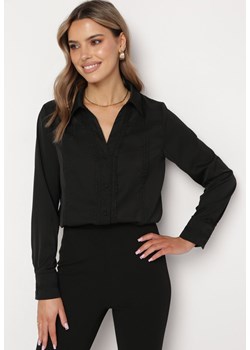Czarna Koszula z Koronkową Lamówką Latorena ze sklepu Born2be Odzież w kategorii Koszule damskie - zdjęcie 169374861