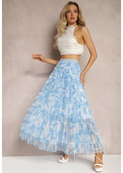 Niebieska Bawełniana Spódnica Ozdobiona Falbankami Maxi Creama ze sklepu Renee odzież w kategorii Spódnice - zdjęcie 169374903