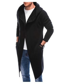 Bluza męska asymetryczna rozpinana z kapturem OM-SSZP-0112 - czarna V1 ze sklepu Edoti w kategorii Bluzy męskie - zdjęcie 169390320
