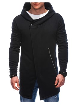 Bluza męska asymetryczna rozpinana z kapturem OM-SSZP-0111 - czarna V1 ze sklepu Edoti w kategorii Bluzy męskie - zdjęcie 169390324