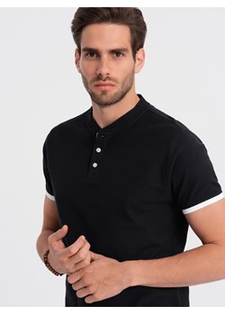 Męska koszulka polo bez kołnierzyka - czarna V8 OM-TSCT-0156 ze sklepu ombre w kategorii T-shirty męskie - zdjęcie 169390344