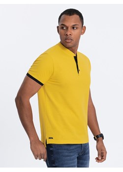 Męska koszulka polo bez kołnierzyka - żółta V9 OM-TSCT-0156 ze sklepu ombre w kategorii T-shirty męskie - zdjęcie 169390362