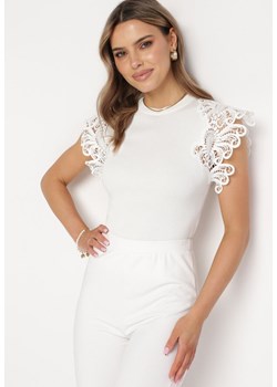 Biała Bluzka z Krótkimi Ażurowymi Rękawami Airnea ze sklepu Born2be Odzież w kategorii Bluzki damskie - zdjęcie 169391631