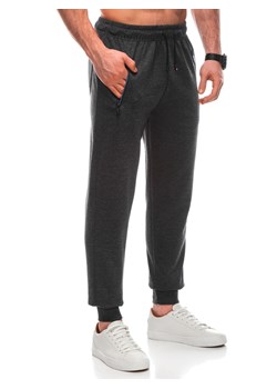Spodnie męskie dresowe 1441P - grafitowe ze sklepu Edoti w kategorii Spodnie męskie - zdjęcie 169393531