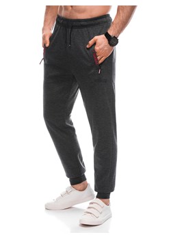 Spodnie męskie dresowe 1457P - grafitowe ze sklepu Edoti w kategorii Spodnie męskie - zdjęcie 169393533