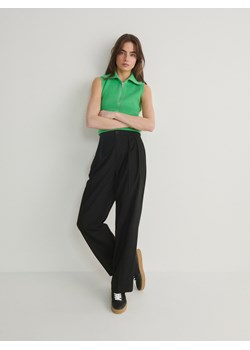 Reserved - Spodnie z asymetrycznym pasem - czarny ze sklepu Reserved w kategorii Spodnie damskie - zdjęcie 169393674
