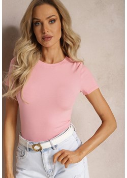 Różowy Elastyczny T-shirt z Bawełny Larenimes ze sklepu Renee odzież w kategorii Bluzki damskie - zdjęcie 169394824