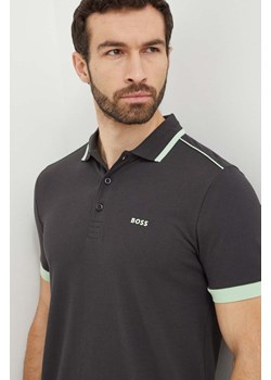 Boss Green polo bawełniane kolor szary gładki 50512995 ze sklepu ANSWEAR.com w kategorii T-shirty męskie - zdjęcie 169396203